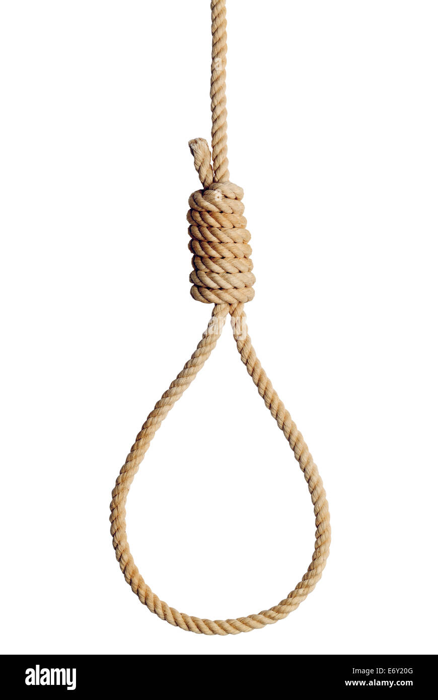 Old West Mans Hang Noose isolé sur fond blanc. Banque D'Images
