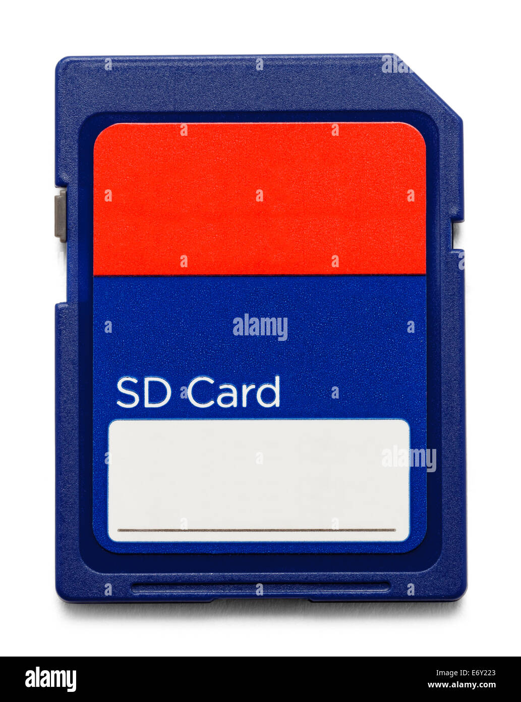 Carte mémoire ordinateur rouge blanc et bleu avec copie espace isolé. Banque D'Images