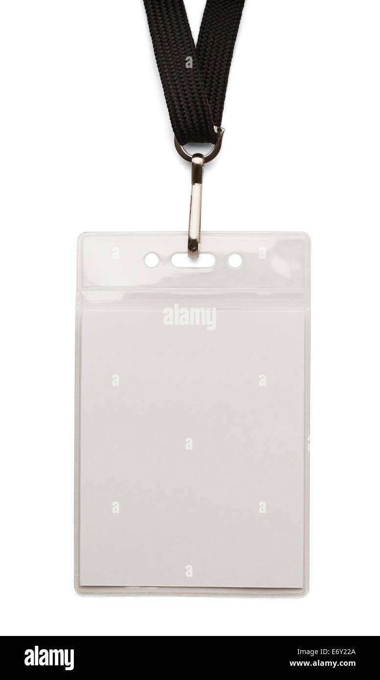 Badge de sécurité blanc avec bande isolé sur fond blanc. Banque D'Images
