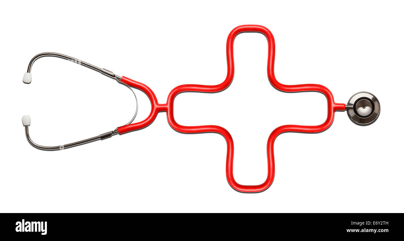 Stéthoscope dans la forme d'une croix médicale. Banque D'Images