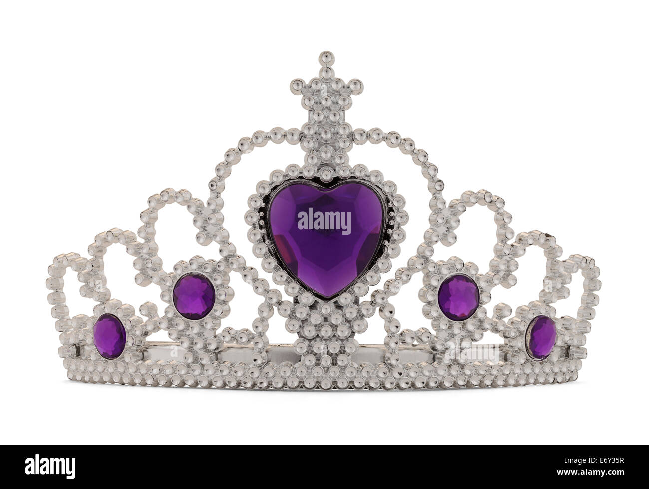 Les filles de la Couronne d'argent Tiara avec Purple Heart isolé sur fond blanc. Banque D'Images