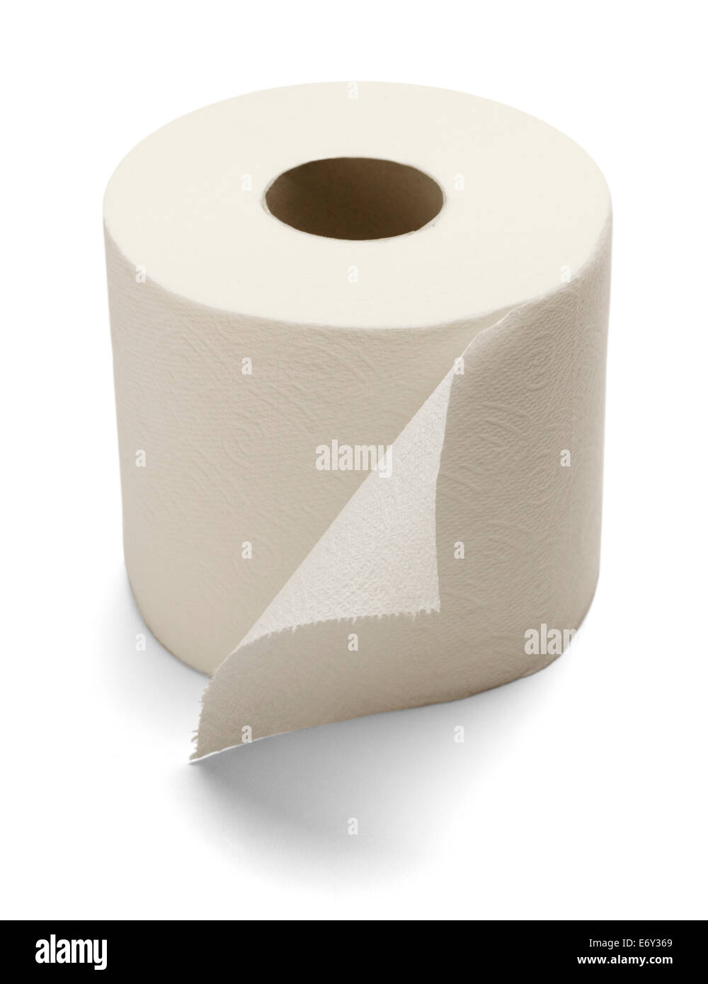 Papier toilette doux isolé sur un fond blanc. Banque D'Images