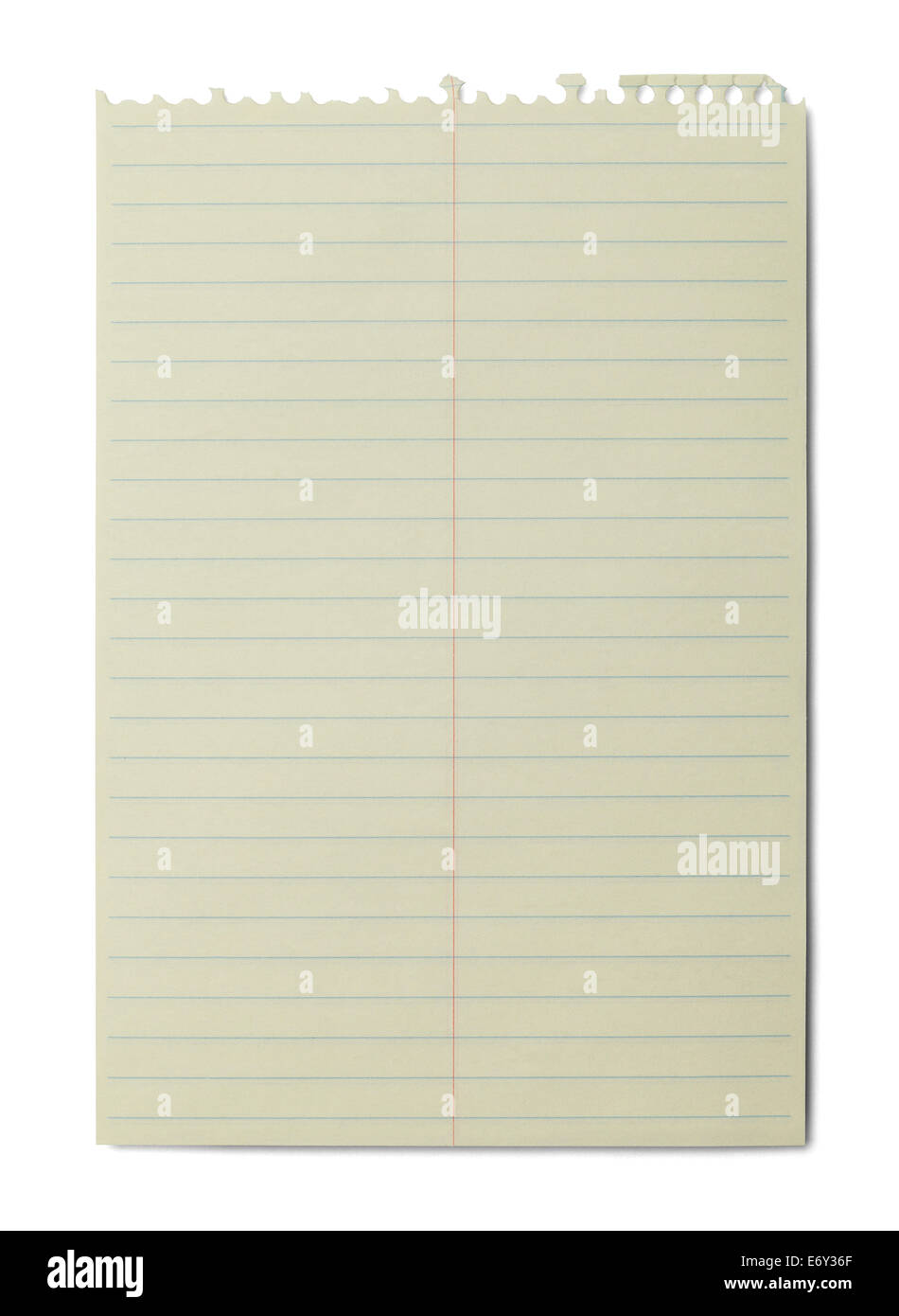 Ligne jaune papier carnet à spirales isolé sur fond blanc. Banque D'Images