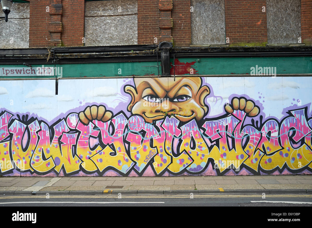 Les graffitis, East Orwell Street Ipswich Suffolk UK Banque D'Images
