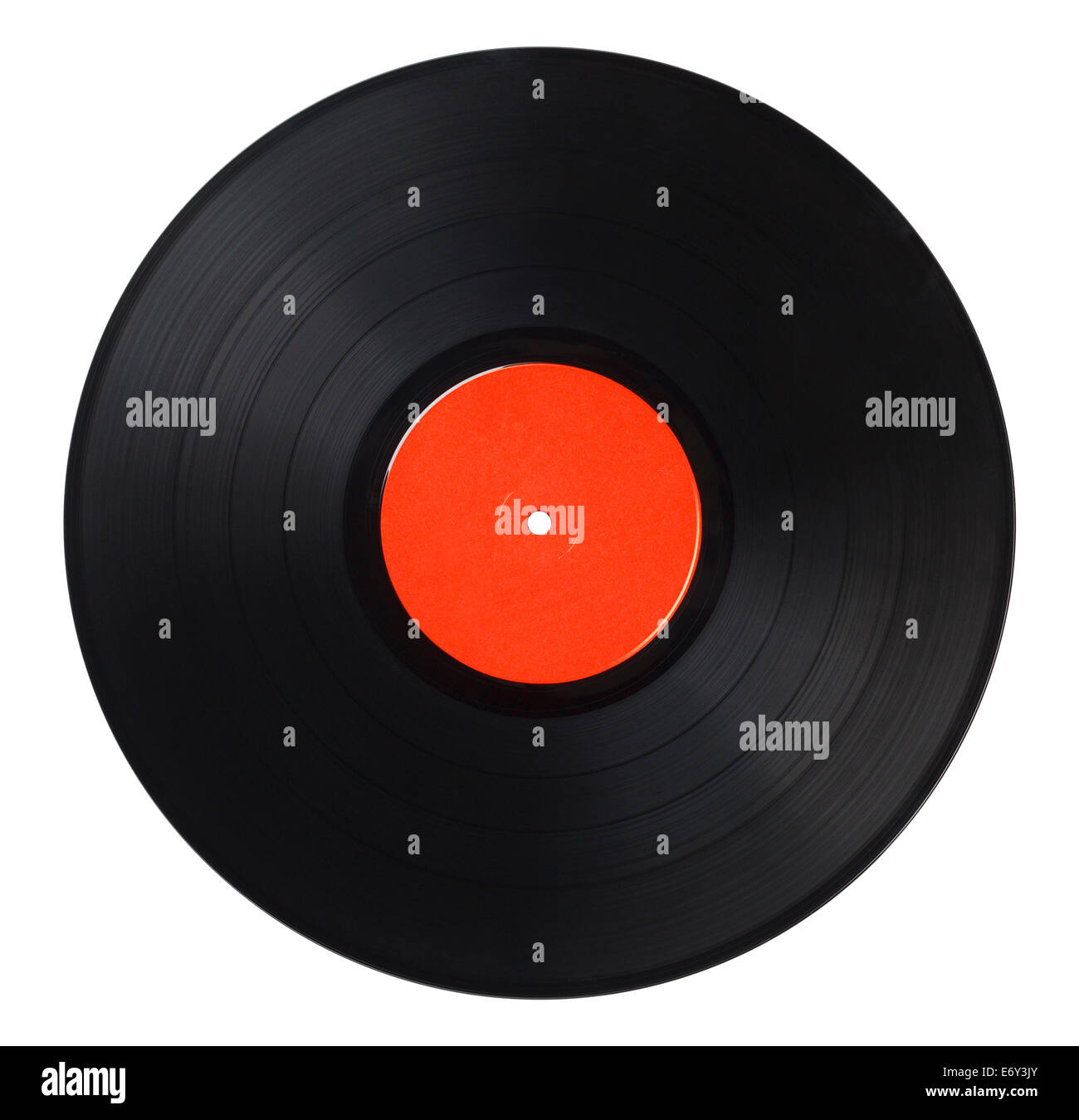 L'enregistrement de la musique noire avec étiquette rouge isolé sur fond blanc. Banque D'Images