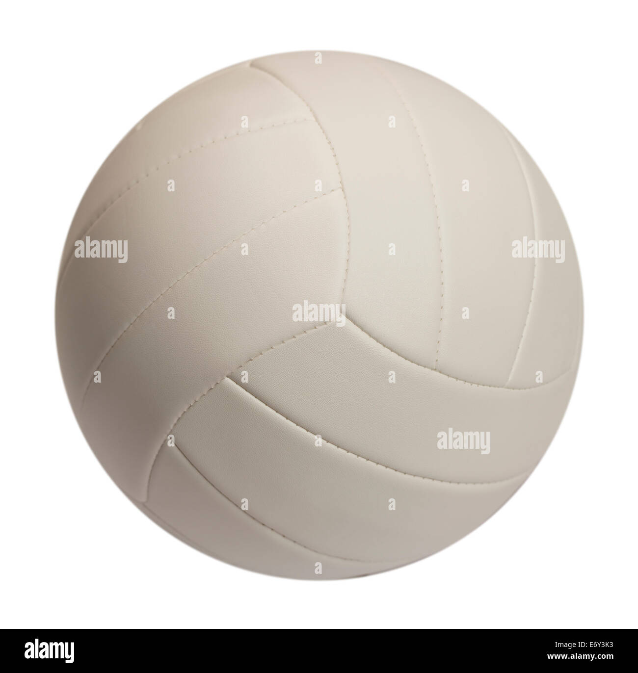 Volley-ball en cuir blanc isolé sur fond blanc. Banque D'Images