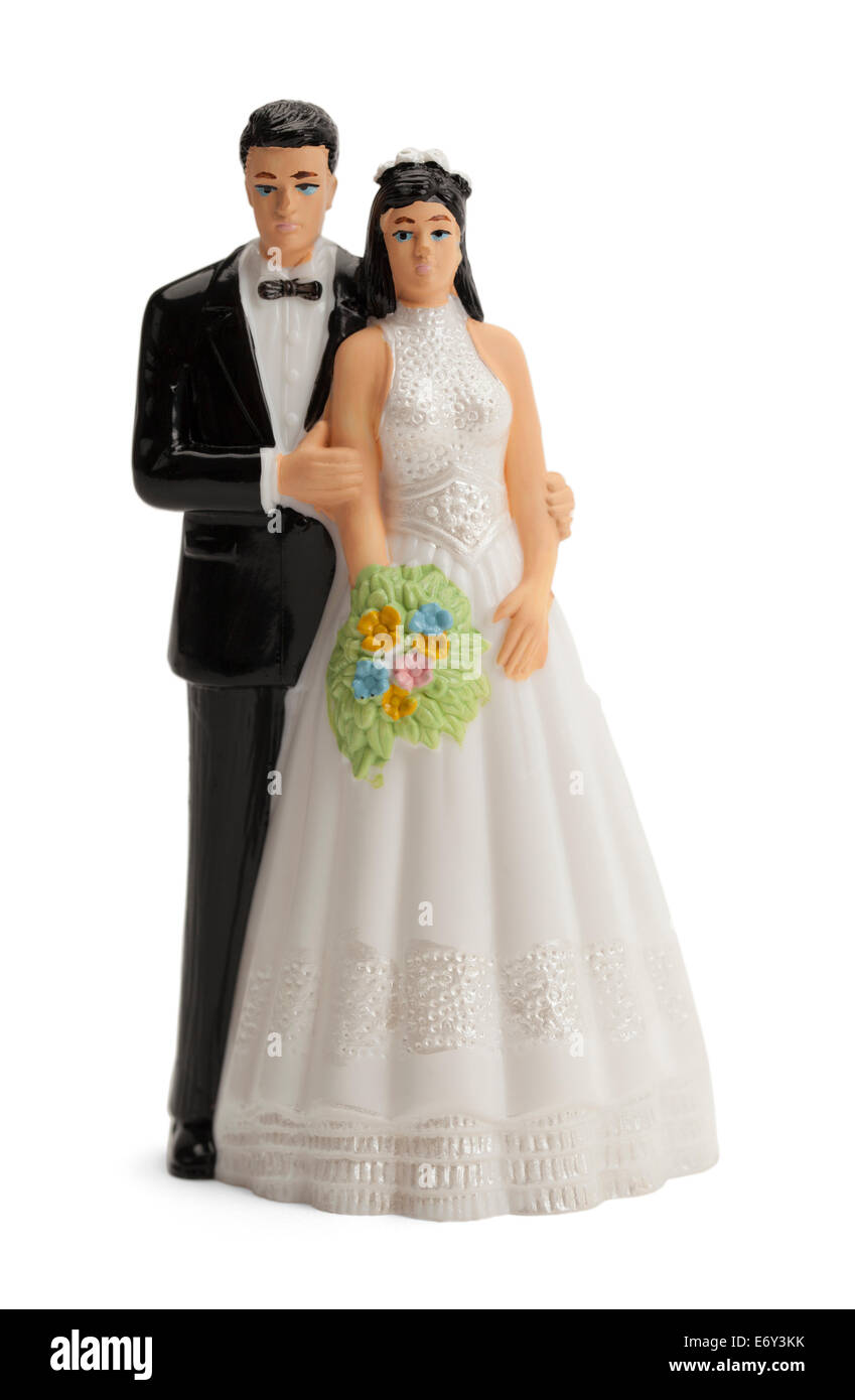 Wedding Cake Topper isolé sur fond blanc. Banque D'Images