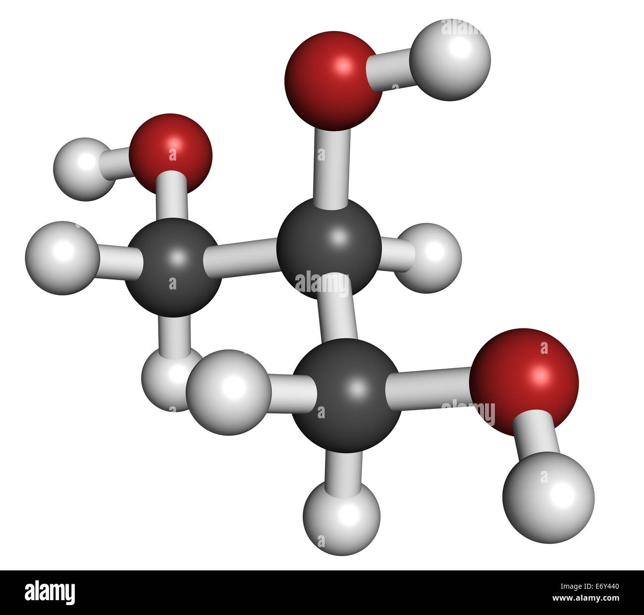 Molécule de Glycérol (glycérine). Produit à partir de graisse et huile de triglycérides. Utilisé comme édulcorant, agent de conservation et de solvant dans l'alimentation et d Banque D'Images