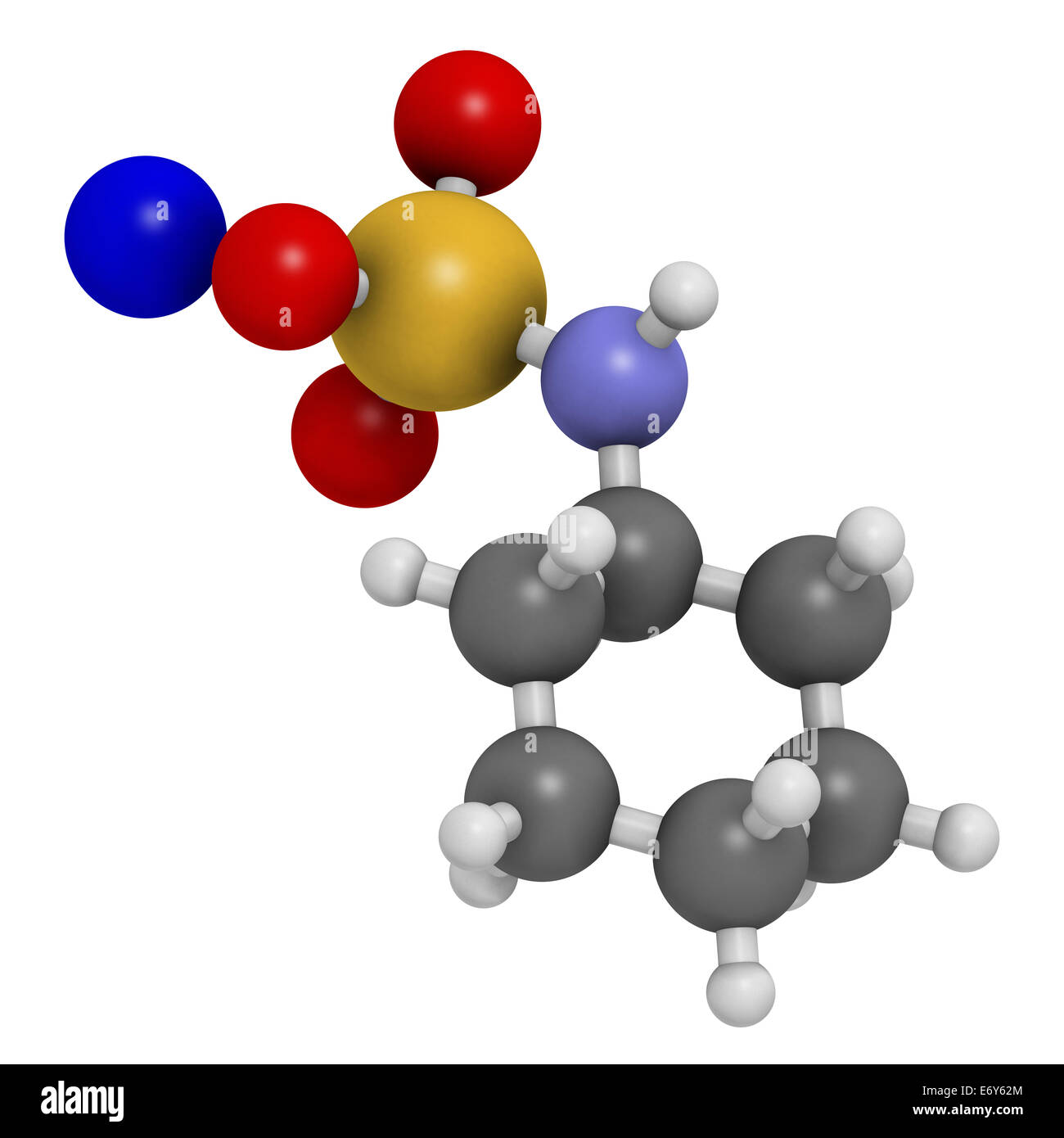 Le cyclamate de sodium édulcorant molécule. Les atomes sont représentés comme des sphères classiques avec codage couleur : blanc (l'hydrogène Banque D'Images