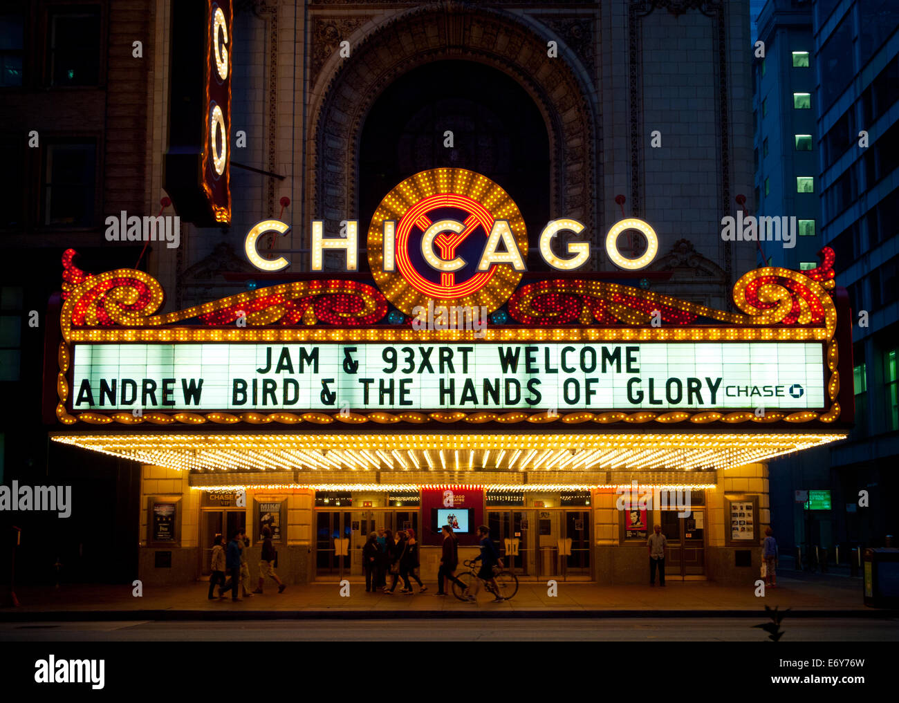 Le célèbre chapiteau de la Chicago Theatre. Banque D'Images