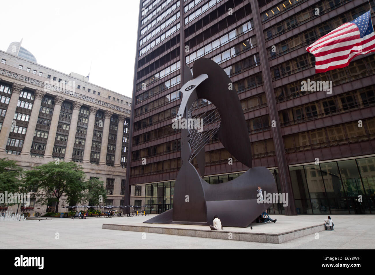 Le Chicago Picasso, un untitled sculpture monumentale de Pablo Picasso dans le centre-ville de Chicago, Illinois. Banque D'Images