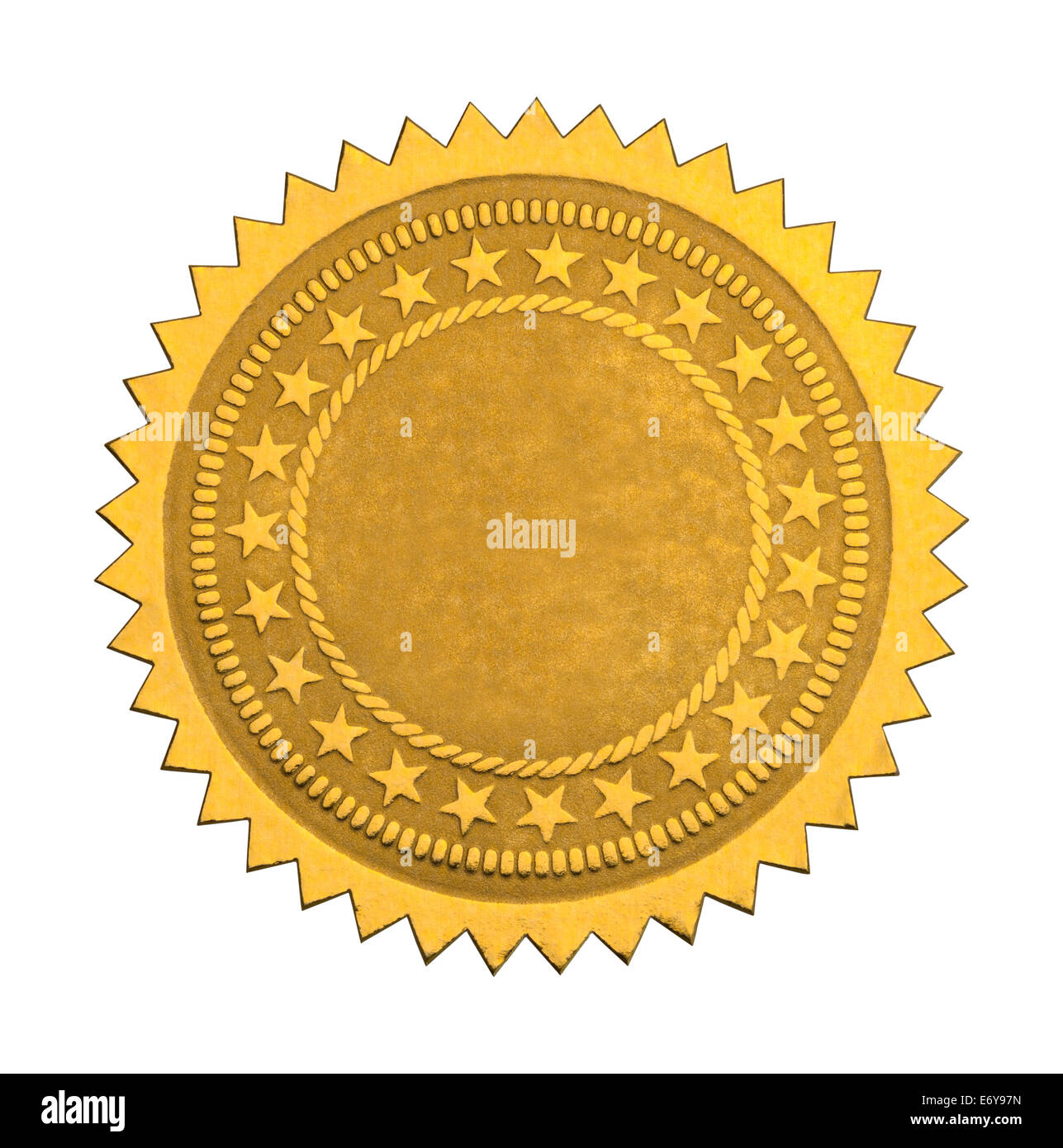 Gold Star joint avec étoile et copie espace isolé sur fond blanc. Banque D'Images