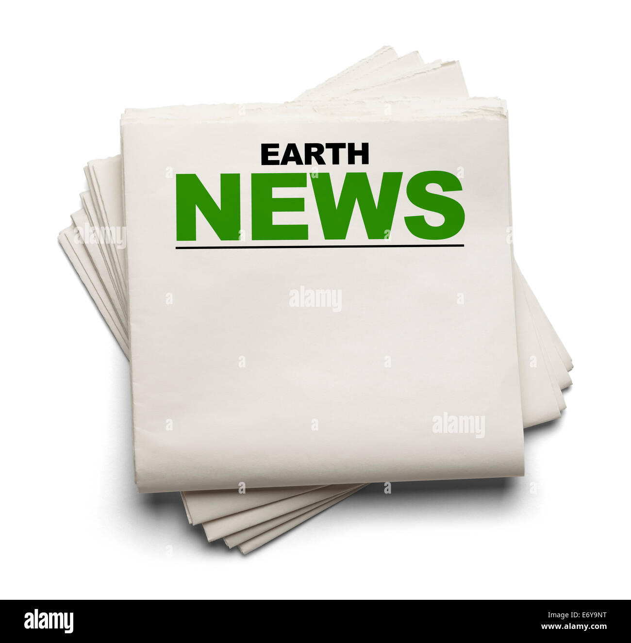 Journal vierge avec Earth News en haut isolé sur fond blanc. Banque D'Images