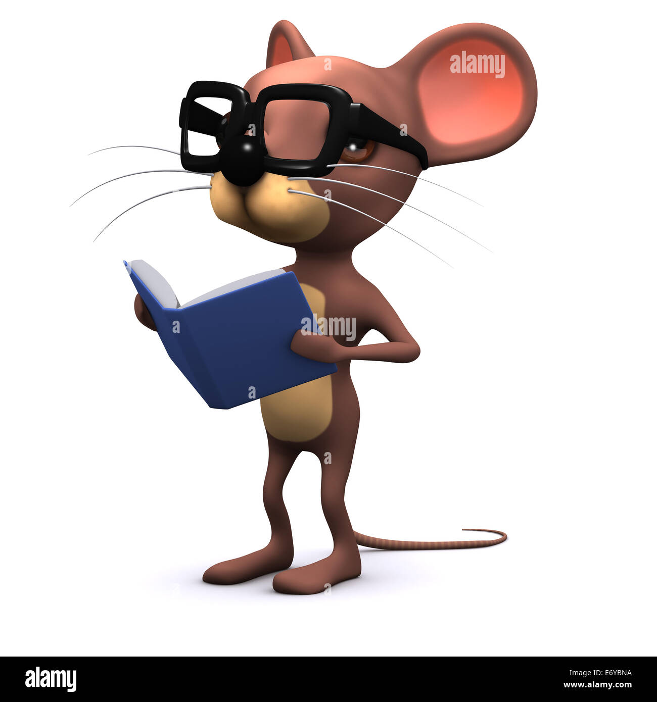 Le rendu 3D d'une souris portant des lunettes et lire un livre Photo Stock  - Alamy