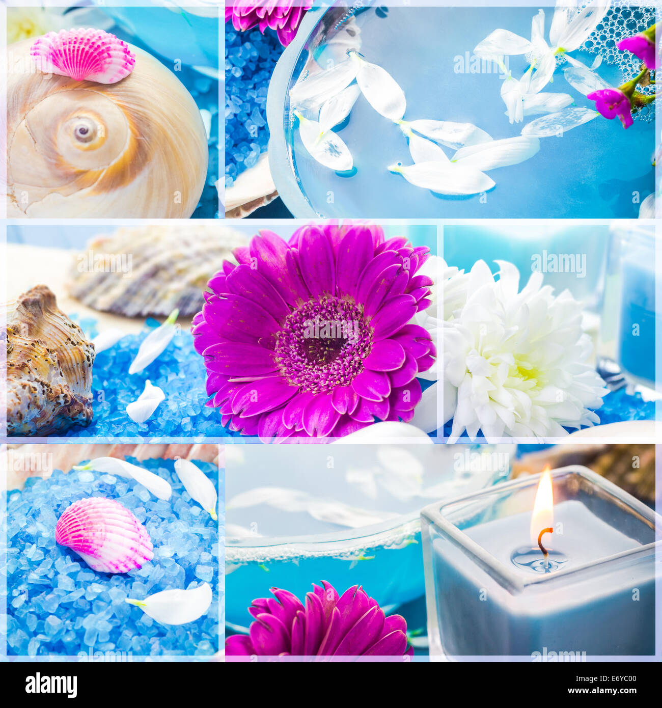 Collage de bien-être avec l'eau florale et sels de bain - série spa Banque D'Images