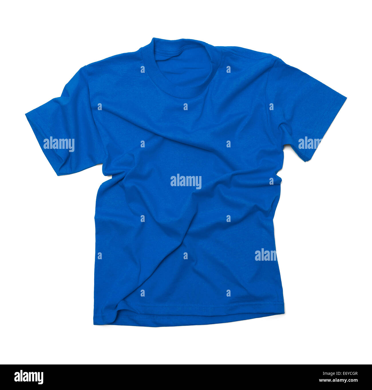 Chemise bleue avec les rides isolé sur fond blanc. Banque D'Images