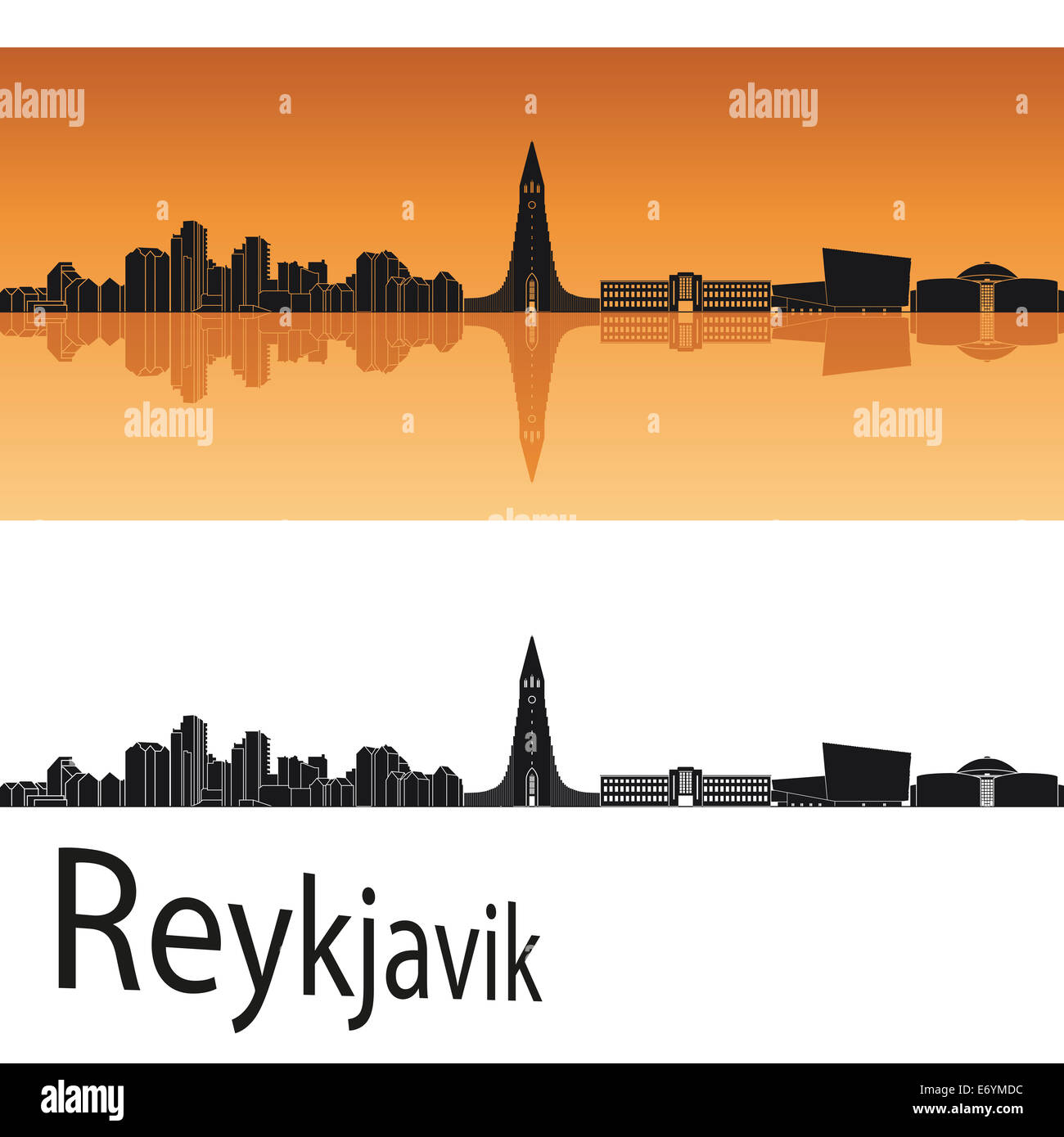 Reykjavik skyline en orange Banque D'Images
