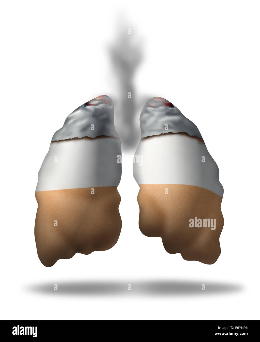 Poumons Cigarette concept comme un symbole du tabagisme sur la sant comme  une mtaphore mdicale pour le cancer du poumon de l'exposition  la fume  toxique par un fumeur ou la fume
