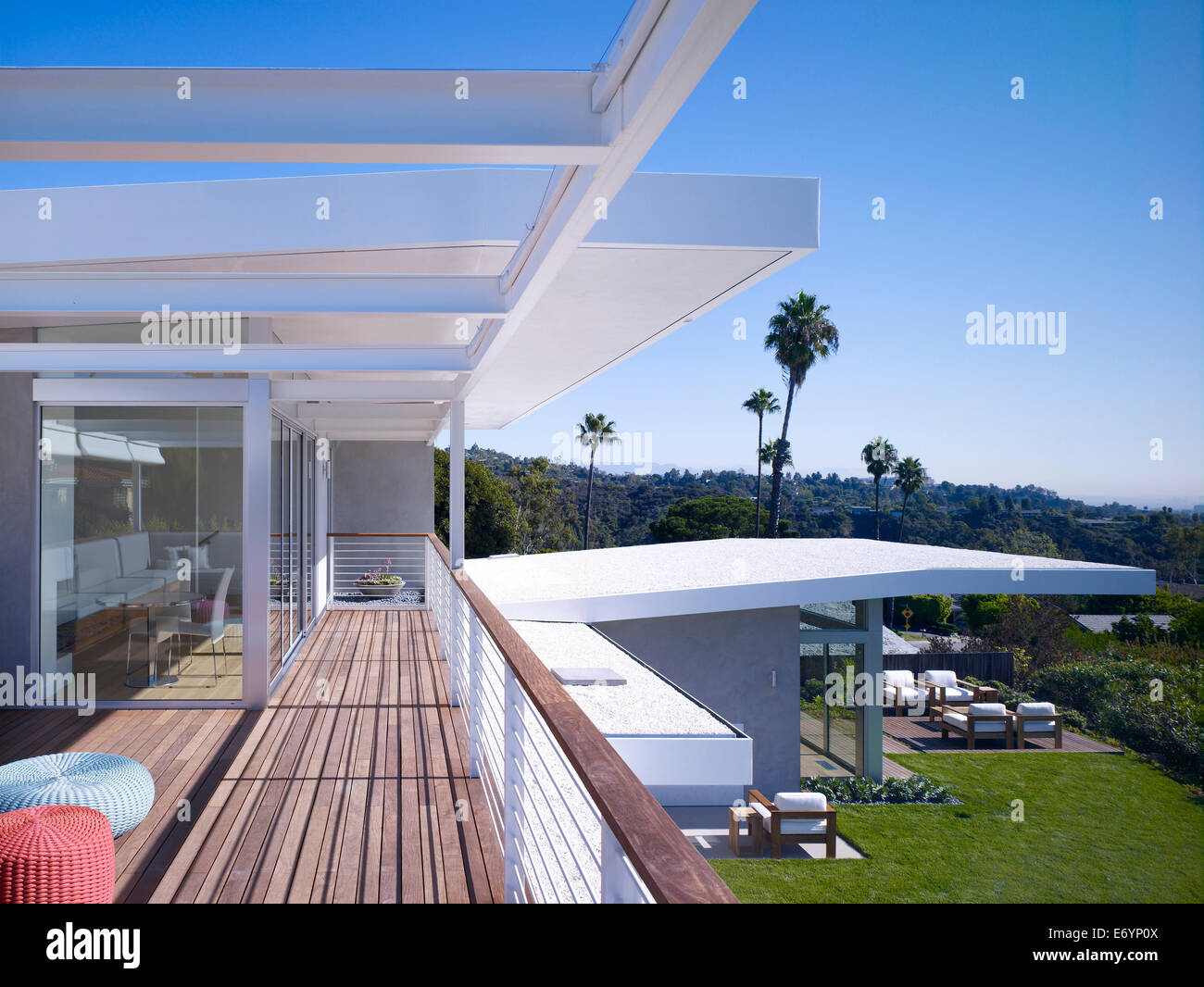 Balcon vue de Westridge House, Bel Air, en Californie, USA. Banque D'Images