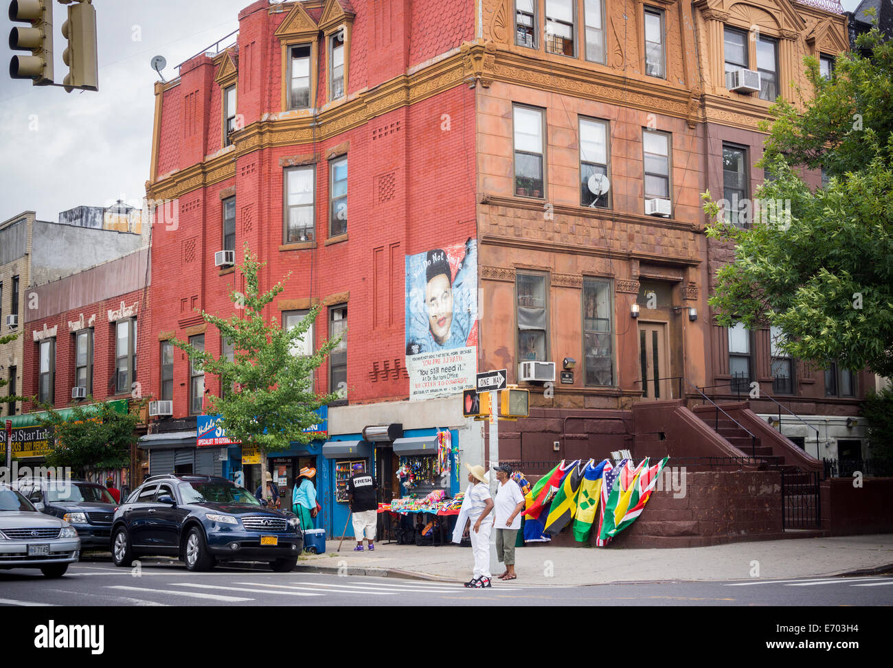Activités et l'immobilier dans le quartier de gentrifying rapidement Crown Heights à Brooklyn à New York Banque D'Images