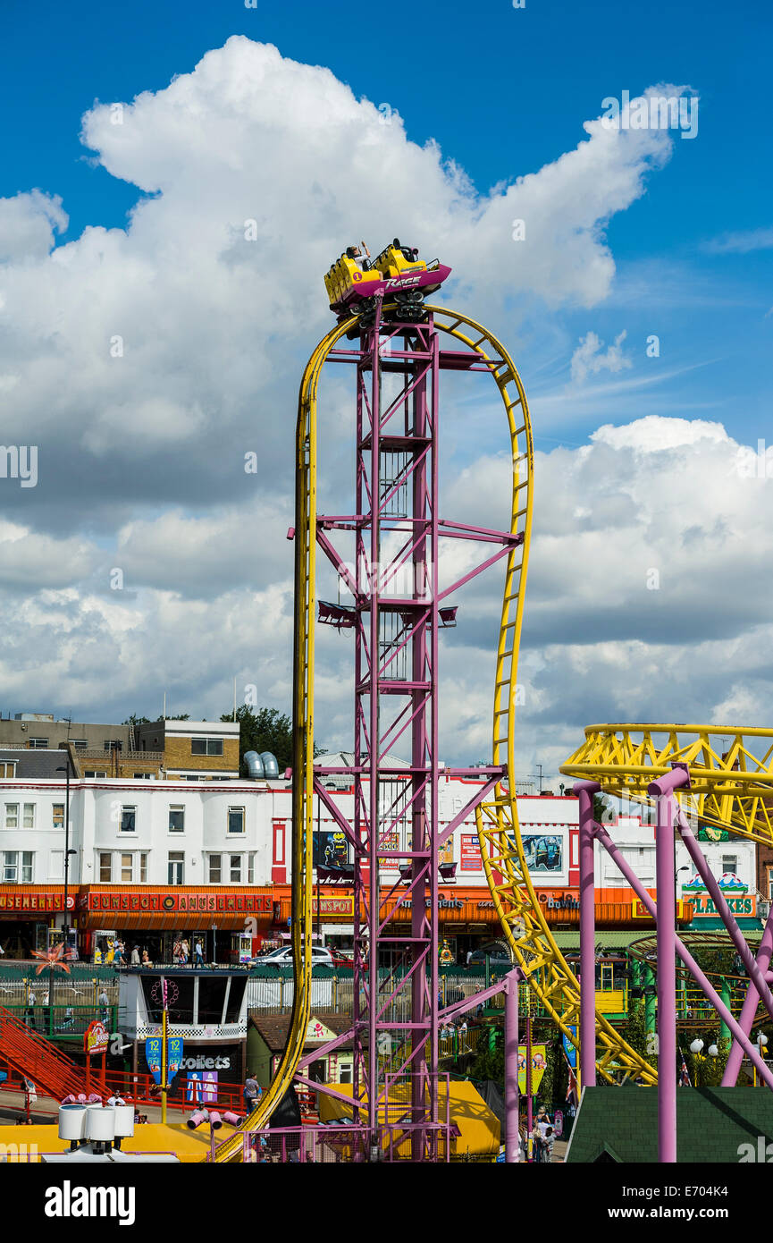 Rage roller coaster, Adventure Island,Southend on sea, Essex, Royaume-Uni. Banque D'Images