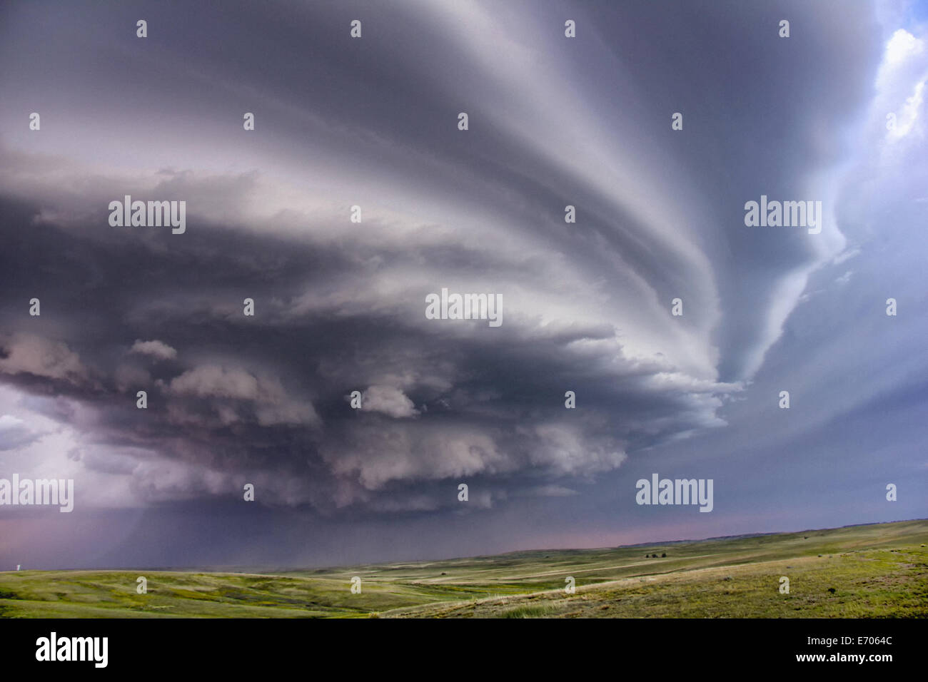 Orages supercellulaires anticyclonique sur la plaine, Deer Trail, Colorado, USA Banque D'Images