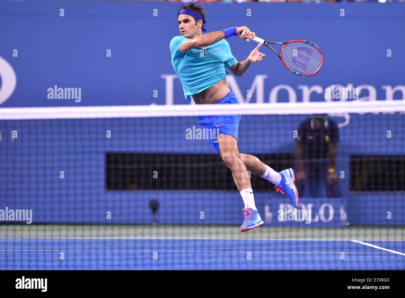 Flushing Meadows, New York, USA. 31 août, 2014. US Open Tennis championships. Roger Federer (SUI) © Plus Sport Action/Alamy Live News Banque D'Images