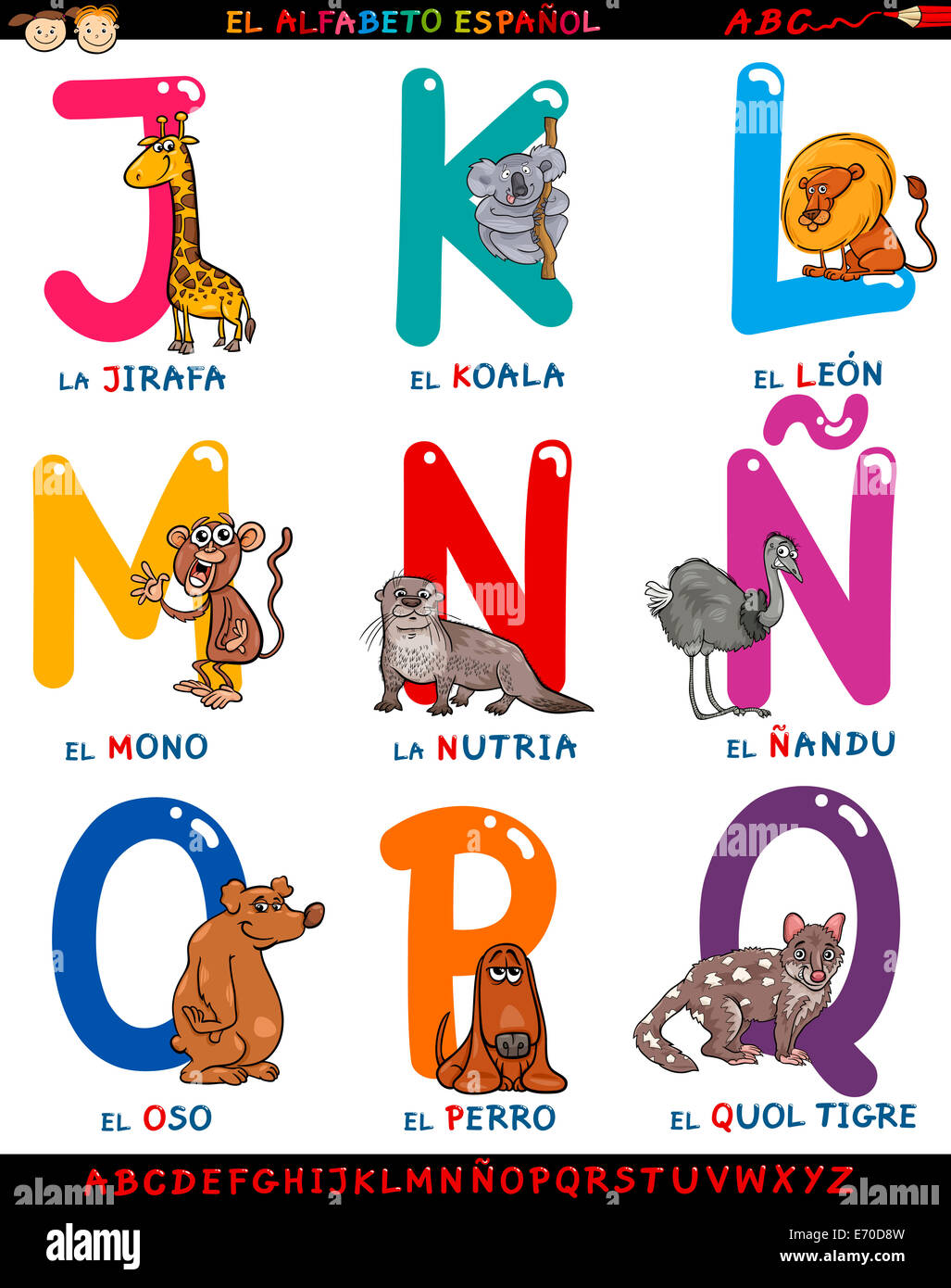 Mot En Espagnol Qui Commence Par ñ Vector illustration alphabet animals from Banque de photographies et  d'images à haute résolution - Alamy
