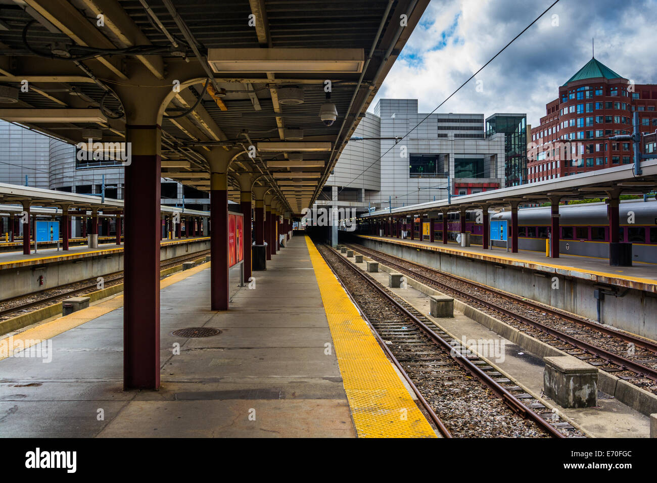 Voie ferrée à la gare du Midi, Boston, Massachusetts. Banque D'Images