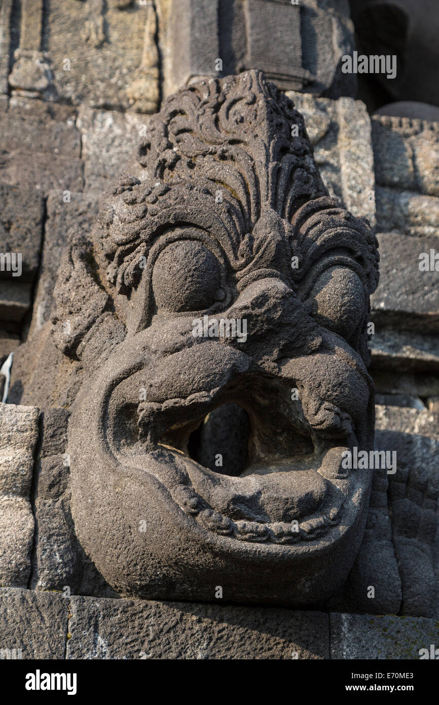 Borobudur, à Java, en Indonésie. Gargouille. Banque D'Images