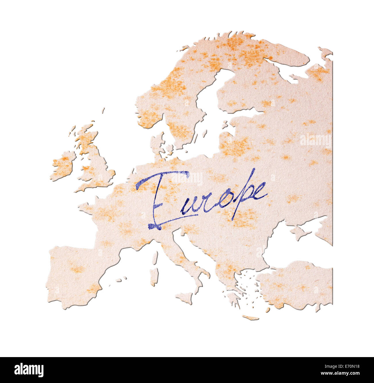 Europe - Vieux papier avec l'écriture, l'encre bleue Banque D'Images