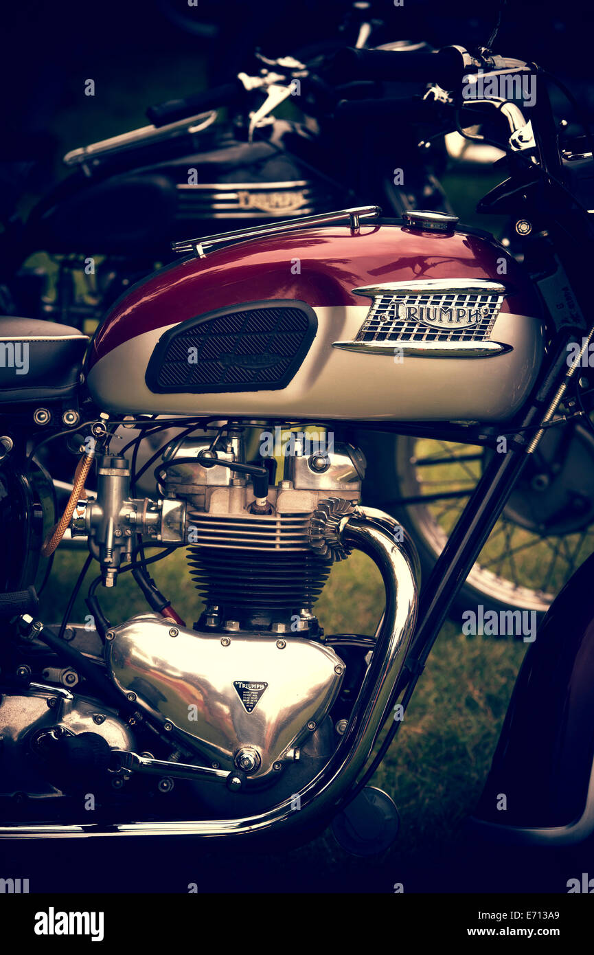 Vieille Triumph Motorcycles. Moto classique britannique Banque D'Images