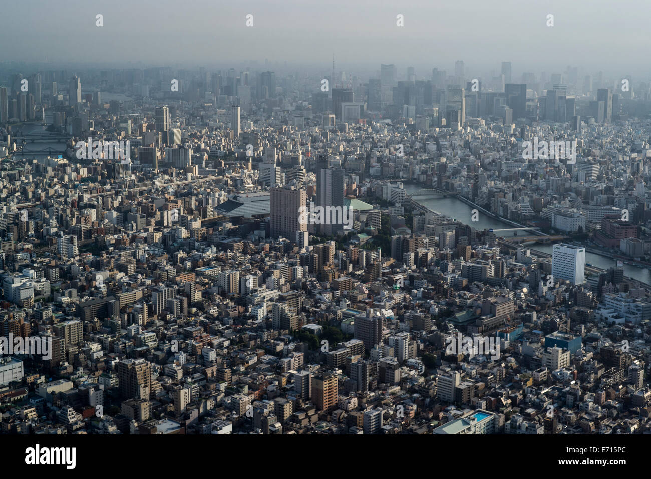 Japon, Tokyo, vue vers Asakusa et Sumida River Banque D'Images