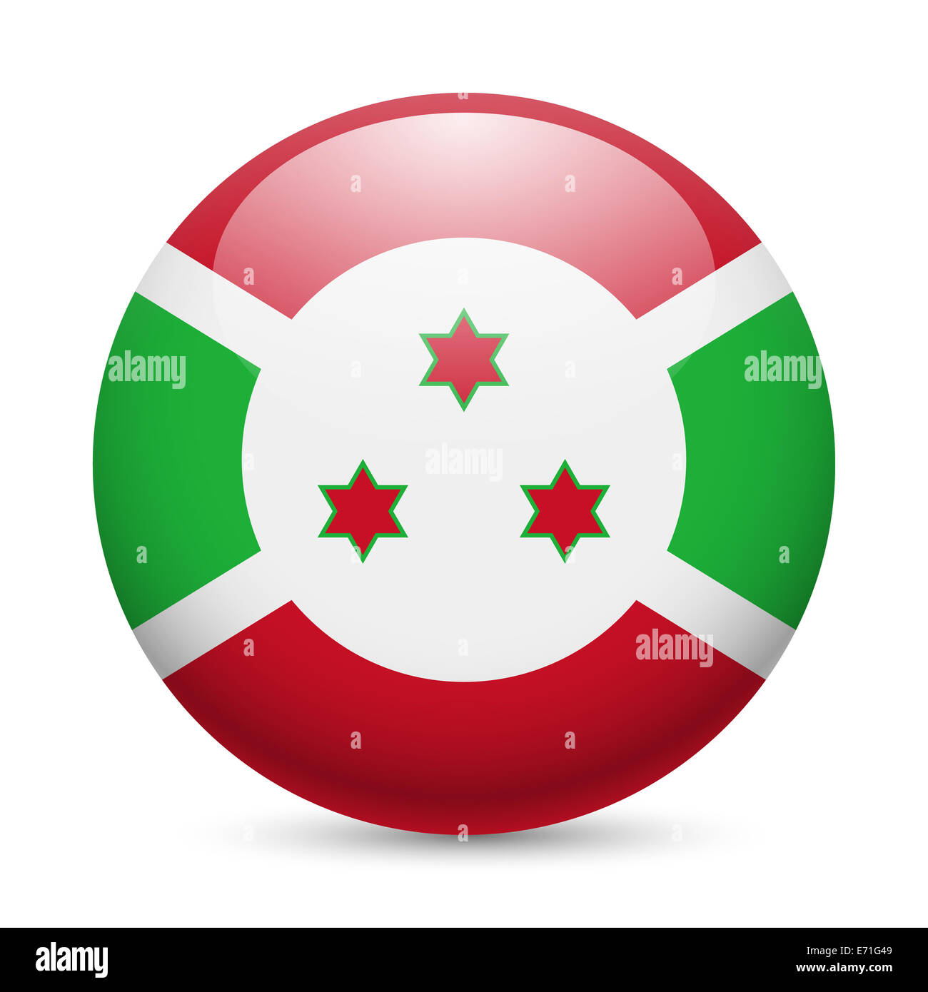 Pavillon du Burundi comme icône brillant rond. Bouton avec drapeau burundais Banque D'Images