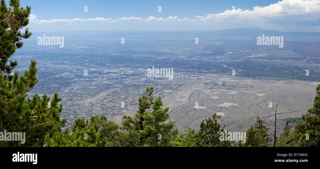 Vue depuis l'ouest de Sandia Peak, Albuquerque, NM Banque D'Images