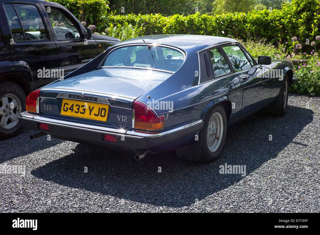 Les lignes pures d'une vieille voiture Jaguar XJS Banque D'Images