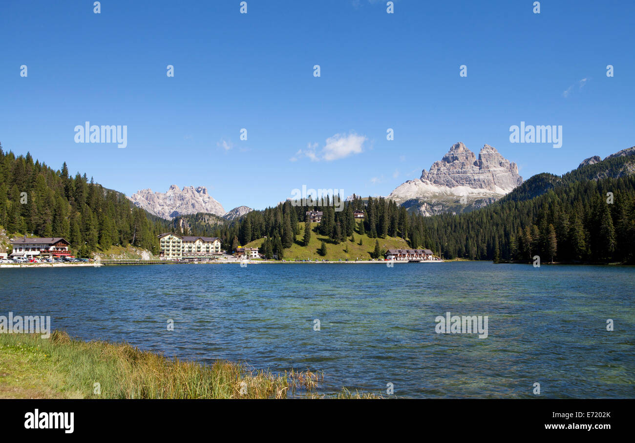Tre Cime di Lavaredo, Dolomites de Sexten, le lac de Misurina, Misurina, Vénétie, province de Belluno, Italie Banque D'Images