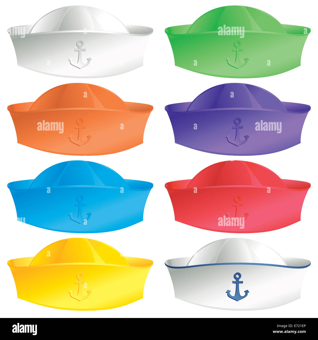 Un groupe de marin chapeaux dans des couleurs gaies. Banque D'Images