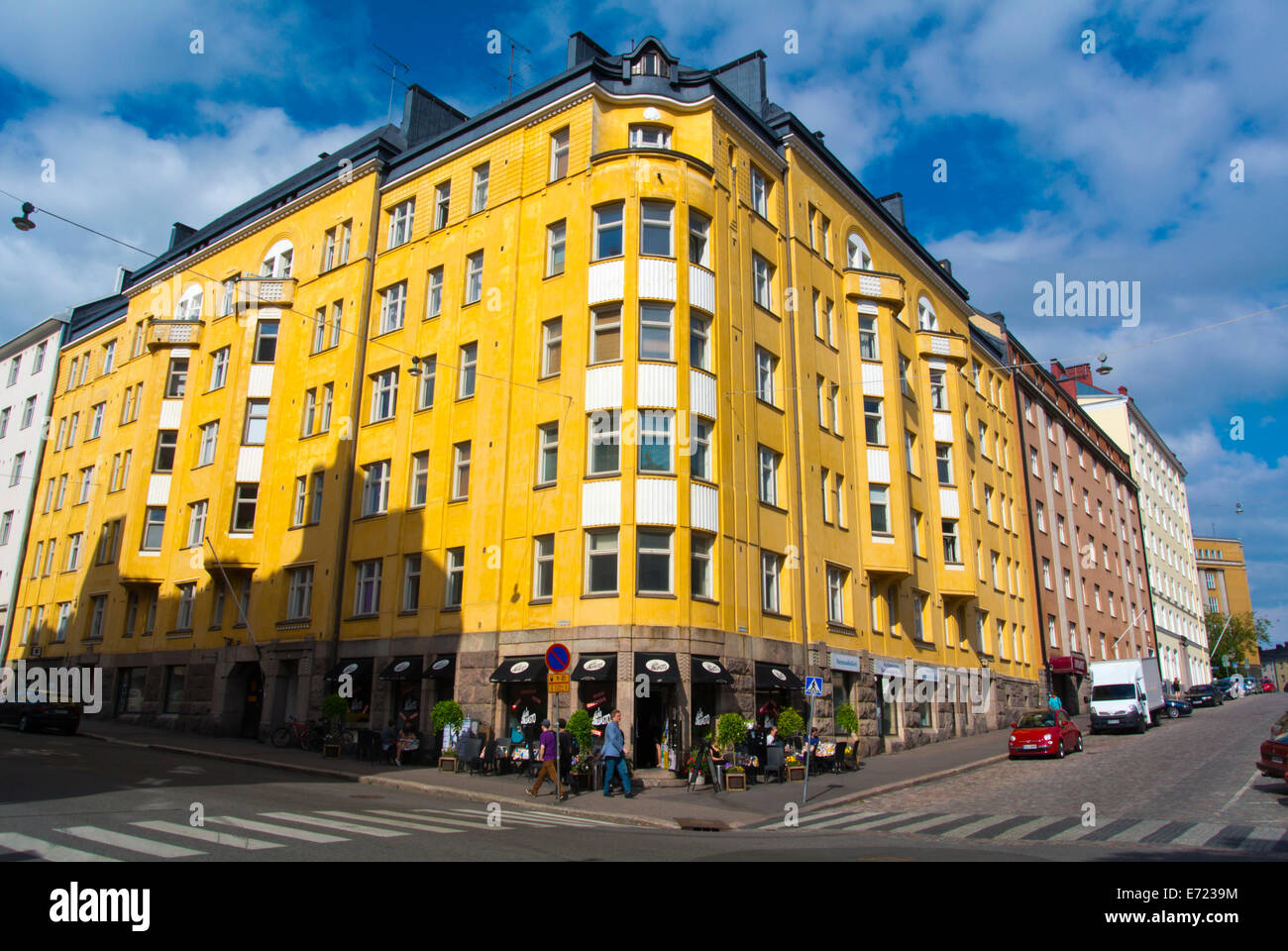 Coin des rues et Agricolankatu Fleminginkatu, Kallio district, Helsinki, Finlande, Europe Banque D'Images