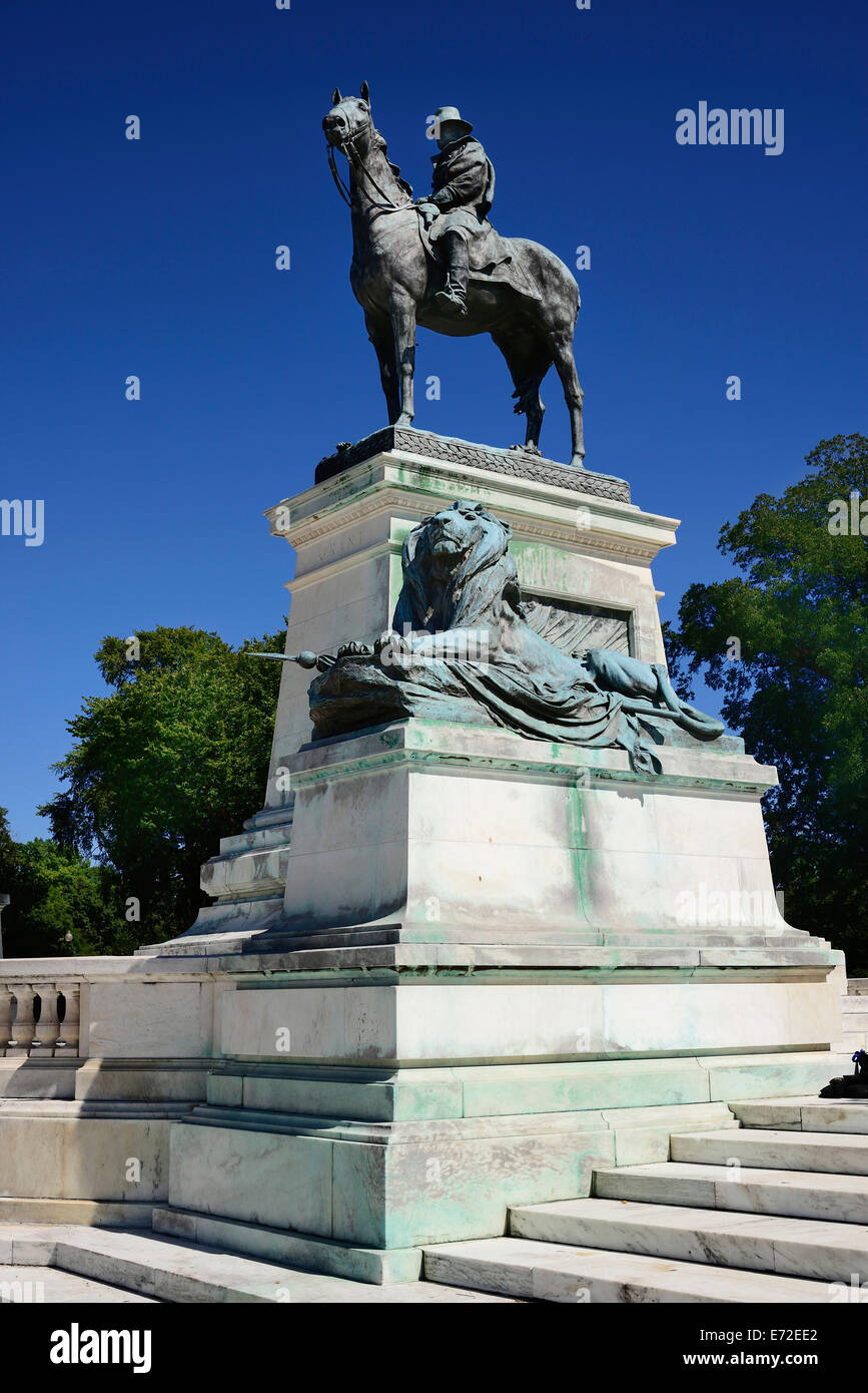 USA, Washington DC, Capitol Hill Ulysses S. Grant Memorial Statue du général monté à cheval. Banque D'Images