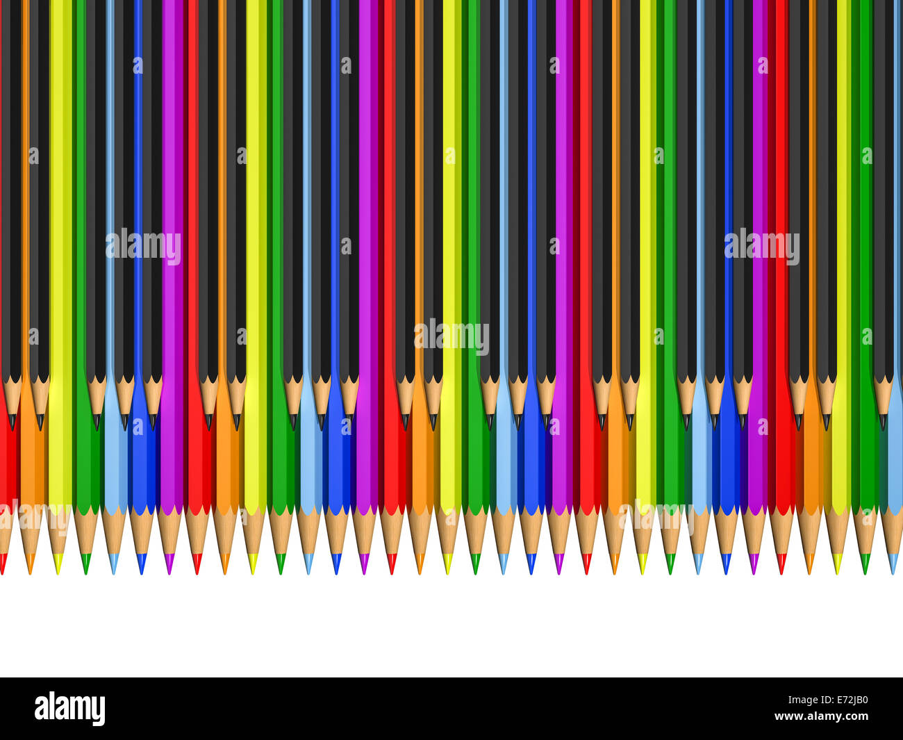 Crayons de couleur et noir comme touches piano - rendering Banque D'Images