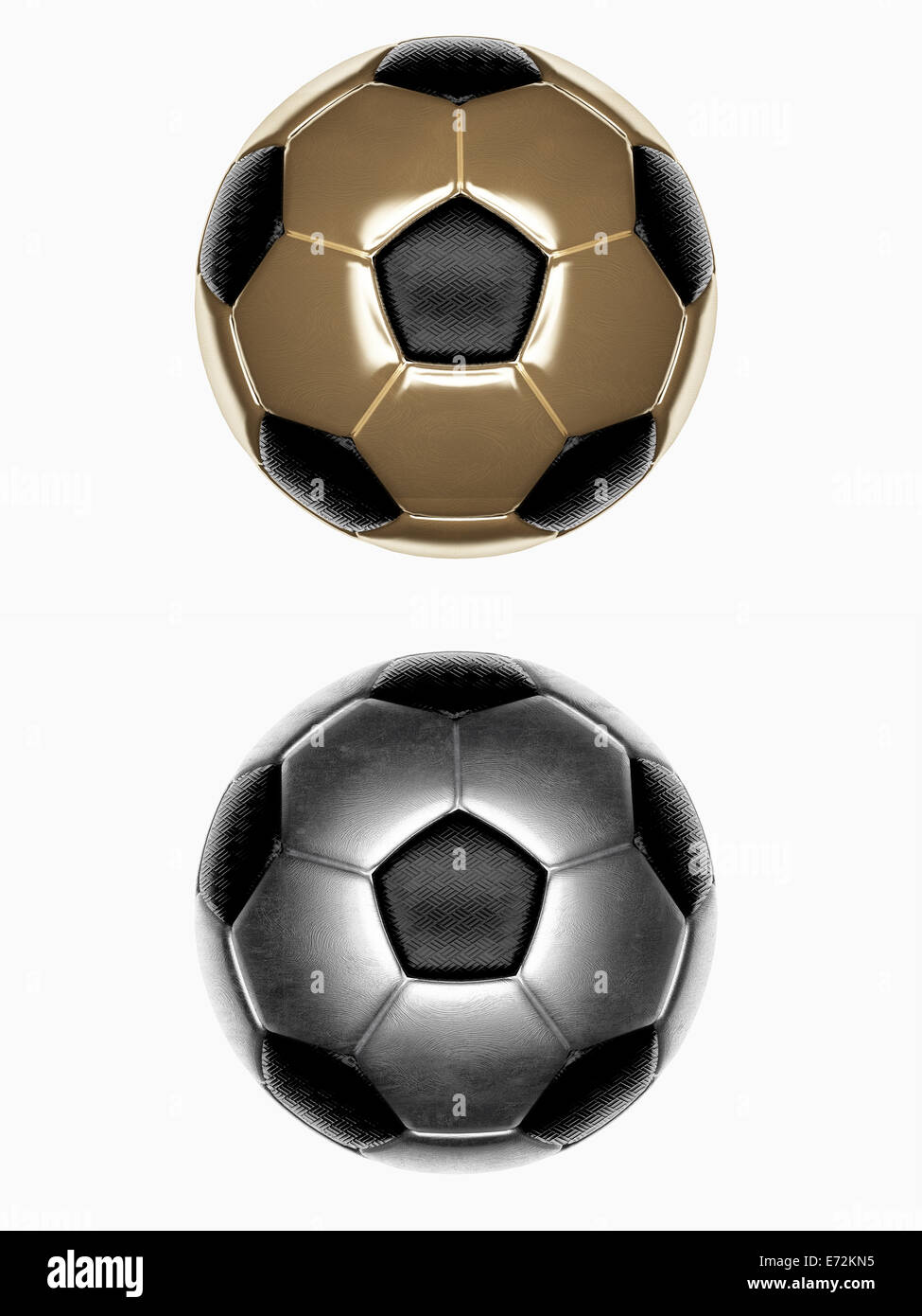 Set 2 ballons de soccer, isolé sur fond blanc Banque D'Images