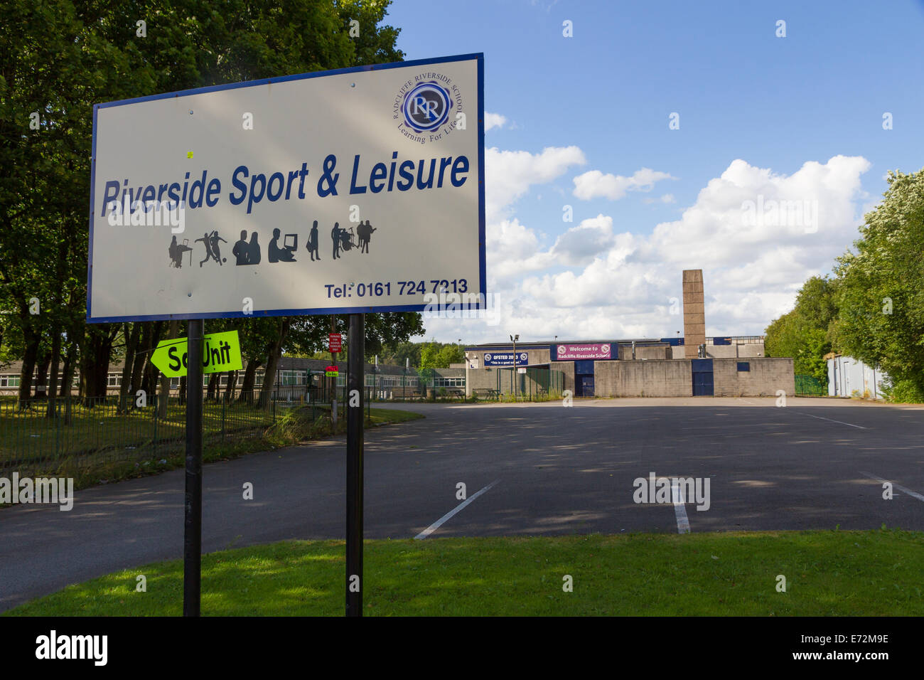 La Riverside Secondary School à Radcliffe, Manchester. Maintenant fermé. Site est prévu pour une piscine et salle de sport. Banque D'Images