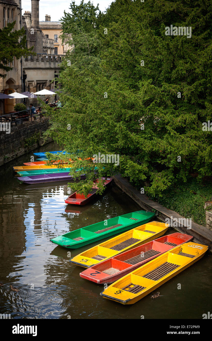 Oxford traditionnel punt, bateau à rames ou pédalo pour la croisière le long de la rivière Cherwell Oxford imprenable. Banque D'Images