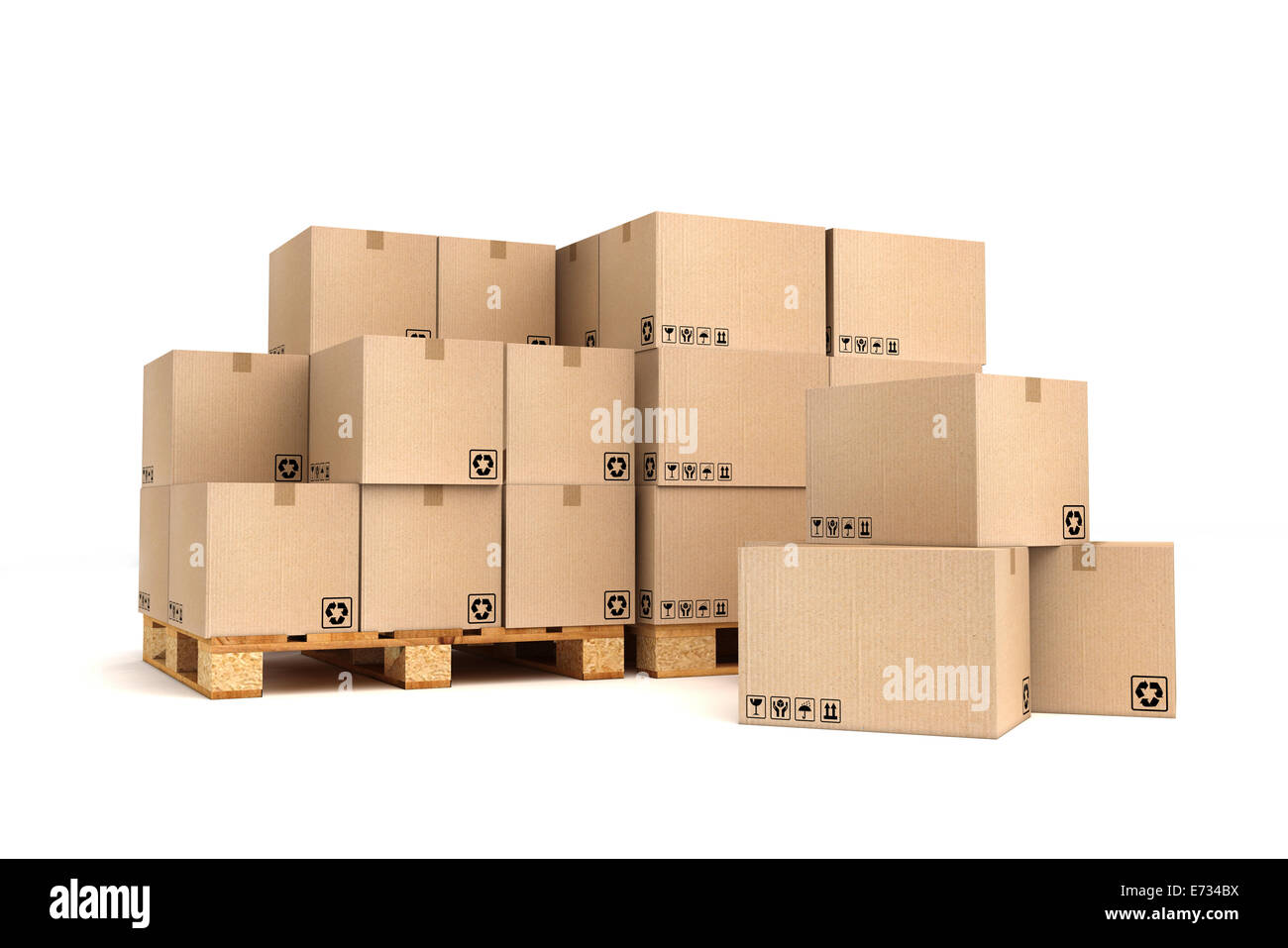 Boîtes de carton sur palette. La livraison et le transport de fret ...