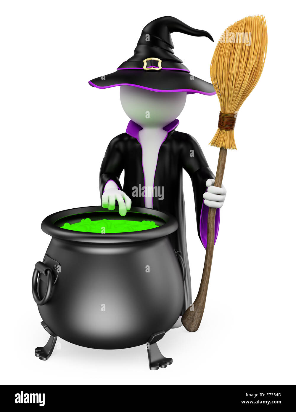 3d white people. La cuisine de sorcière une potion magique. L'Halloween. Isolé sur fond blanc. Banque D'Images