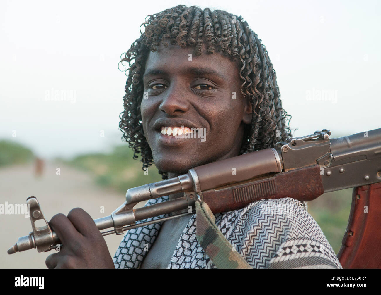 Guerrier de la tribu Afar, Afambo, état de l'Afar, en Ethiopie Banque D'Images