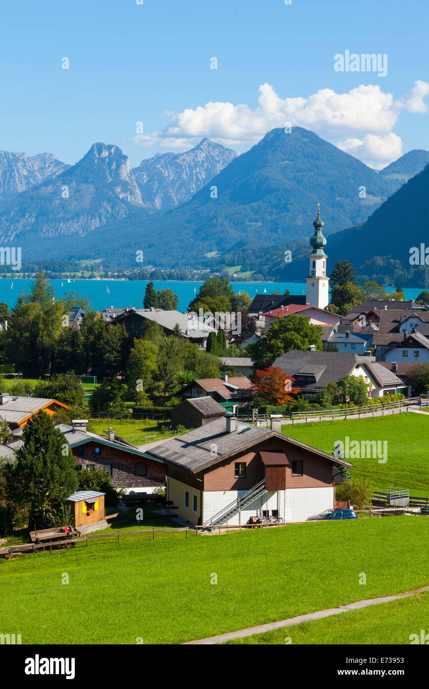 Vue sur Élevée Sankt-gilgen, Wolfgangsee, Salzburger Land, Flachgau, Haute Autriche, Autriche, Europe Banque D'Images