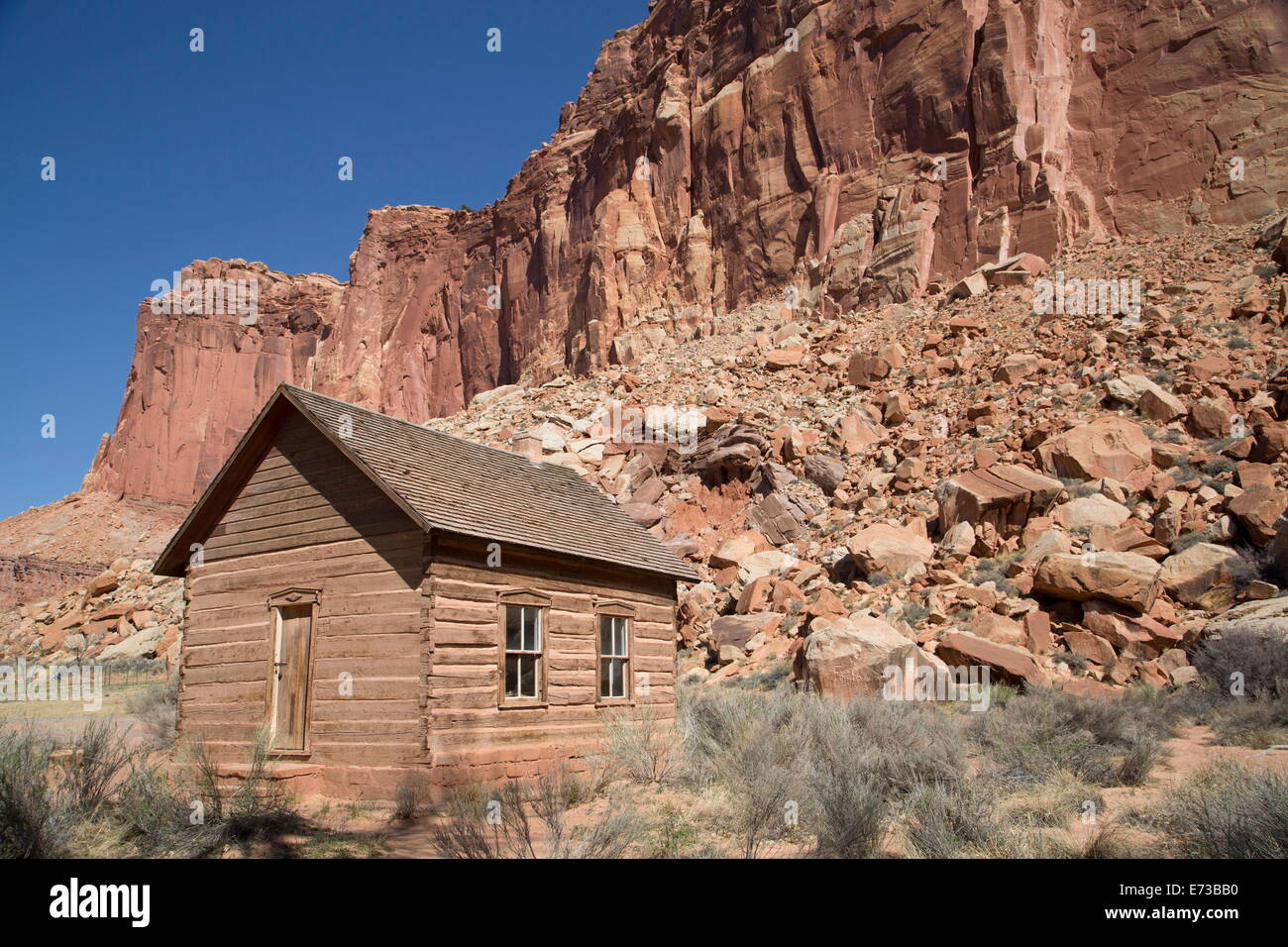 Fruita Schoolhouse datant de 1896, Capitol Reef National Park, Utah, États-Unis d'Amérique, Amérique du Nord Banque D'Images