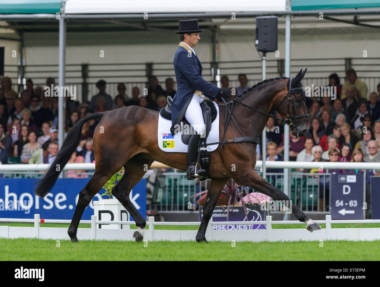 Stamford, Lincs, Royaume-Uni. Le 4 septembre, 2014. Sam Griffiths et moments heureux - Burghley House, Stamford, UK - la phase de dressage, Land Rover Burghley Horse Trials, 4 septembre 2014. Credit : Nico Morgan/Alamy Live News Banque D'Images